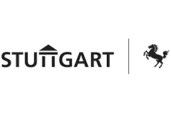 Logo der Stadt Stuttgart mit dem Schriftzug und einem stilisierten Pferd.