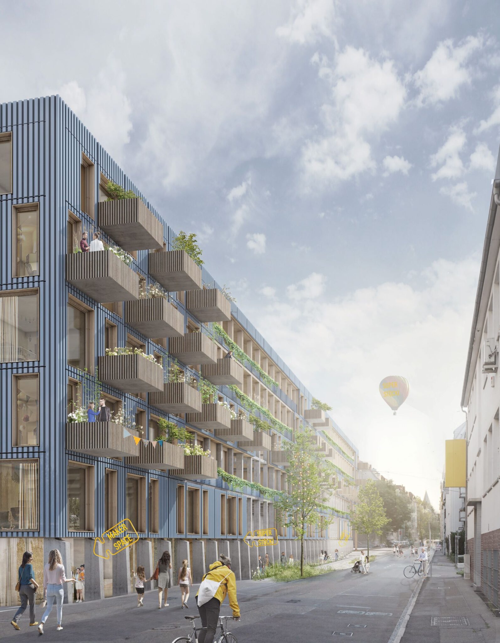 Rendering: Perspektive Stöckachstraße Richtung Süden von VON M Architekten.