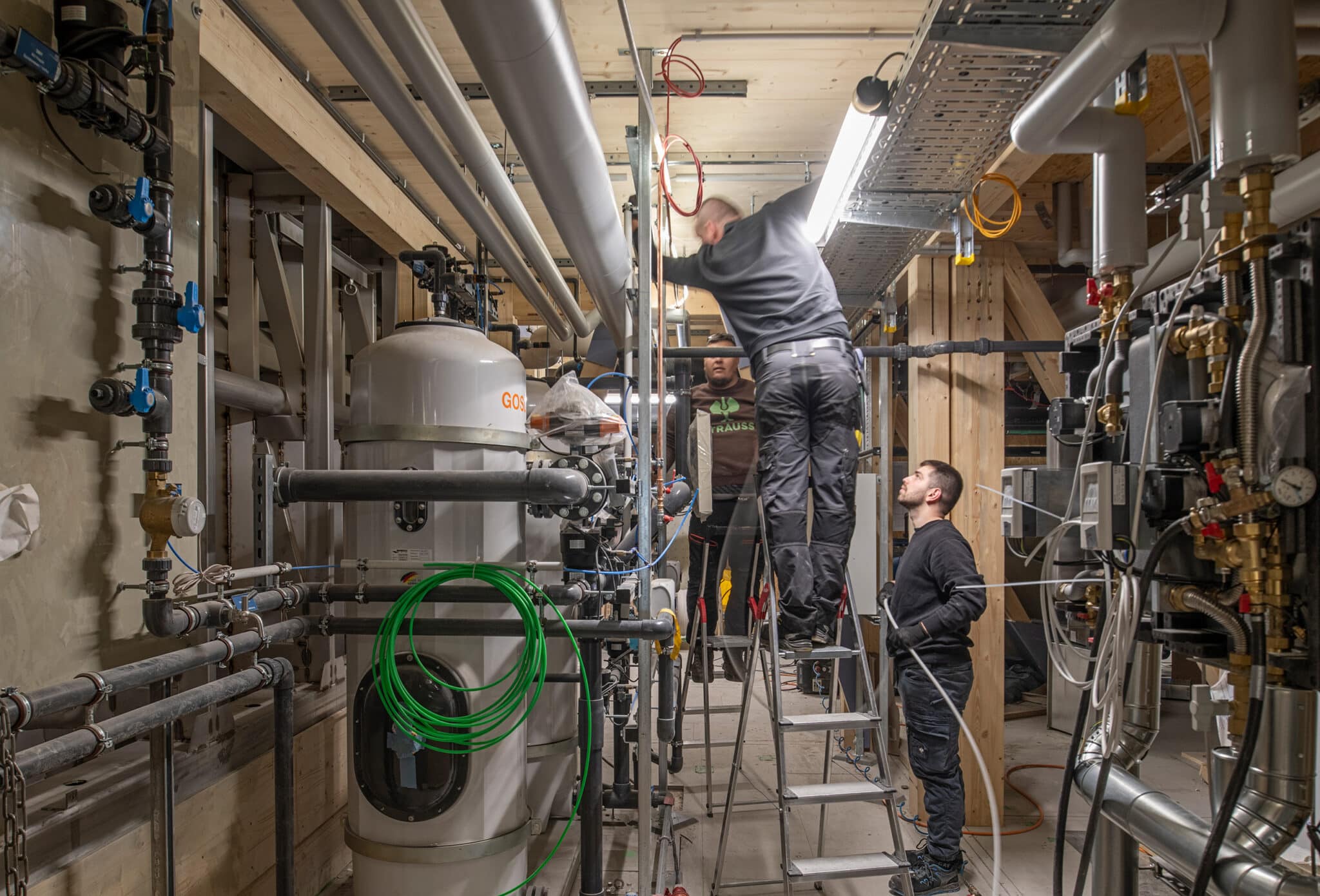 Mobiles Hallenbad Stuttgart-Zuffenhausen. Baustelle März 2026. Bild: IBA’27 / Niels Schubert