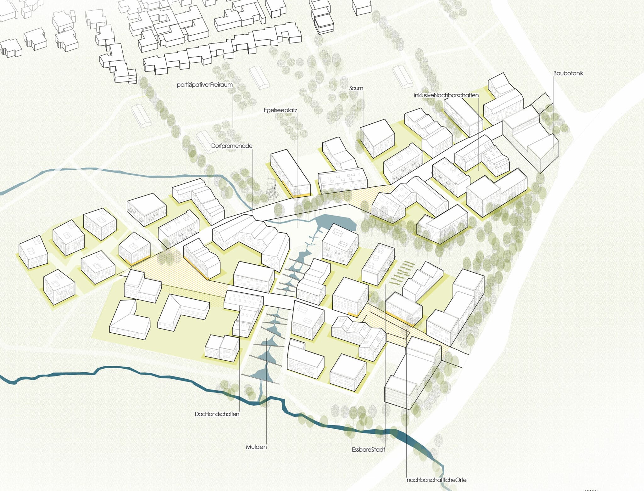 Urban design concept for the IBA’27 Project Hangweide (credit: UTA Architekten und Stadtplaner / SIMA | BREER Landschaftsarchitektur)