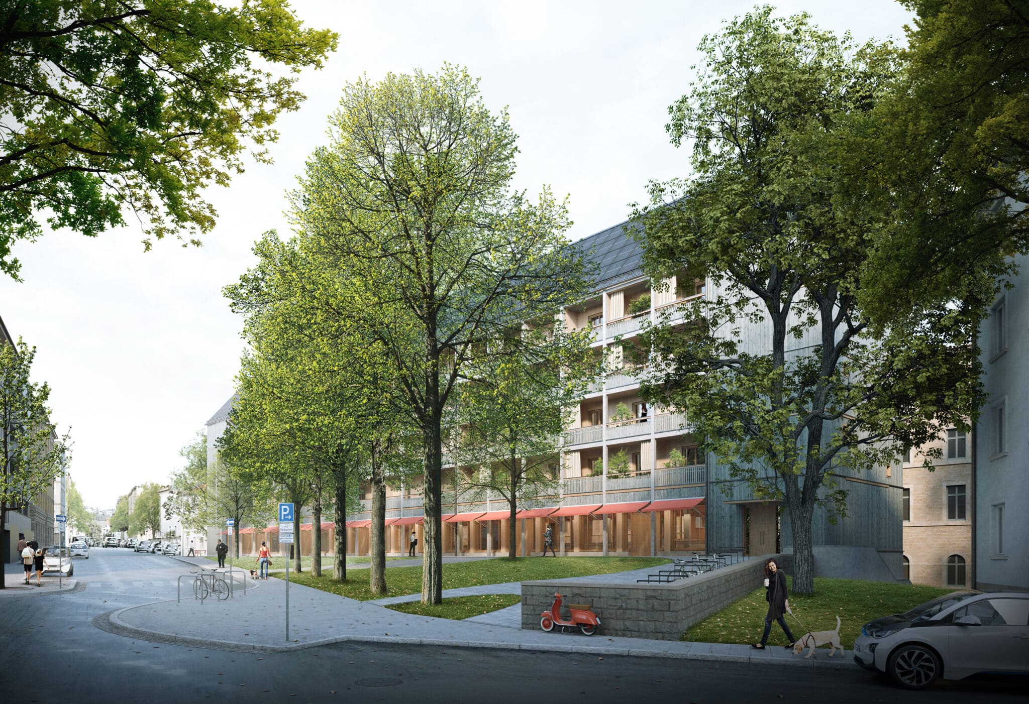 Visualisierung des IBA’27-Projekts »Neubau Weimarstraße«