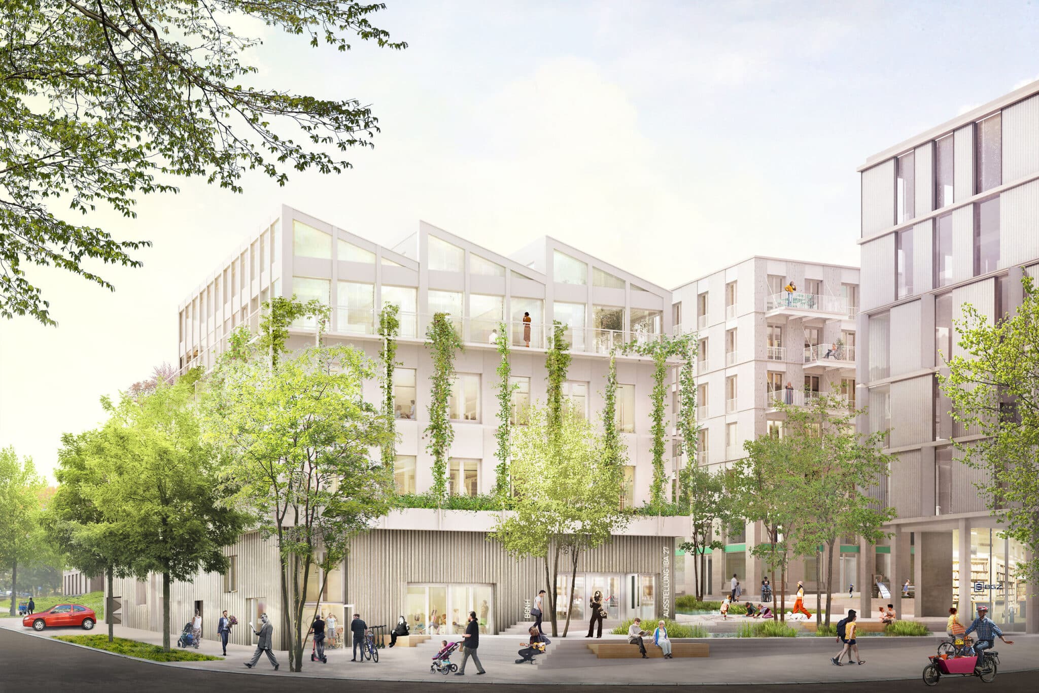 Visualisierung des künftigen Quartiers am Rotweg (Bild: ISSS research | architecture | urbanism, topo*grafik paysagistes, StudioVlayStreeruwitz, EMT Architekten, Greenbox Landschaftsarchitekten, Visualisierung: Ponnie Images)
