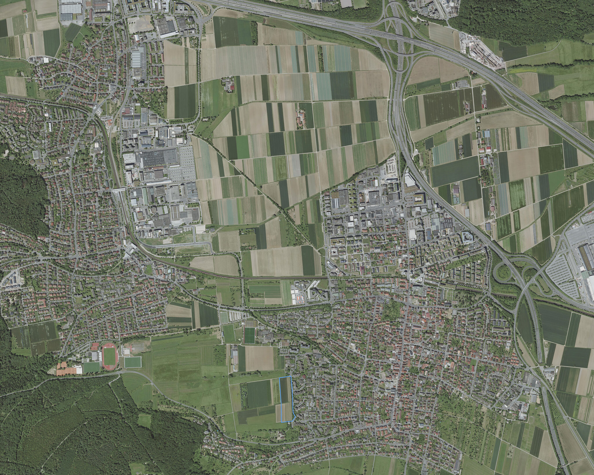 Luftbild des Projektgeländes. Bild: Geobasisdaten LGL, www.lgl-bw.de