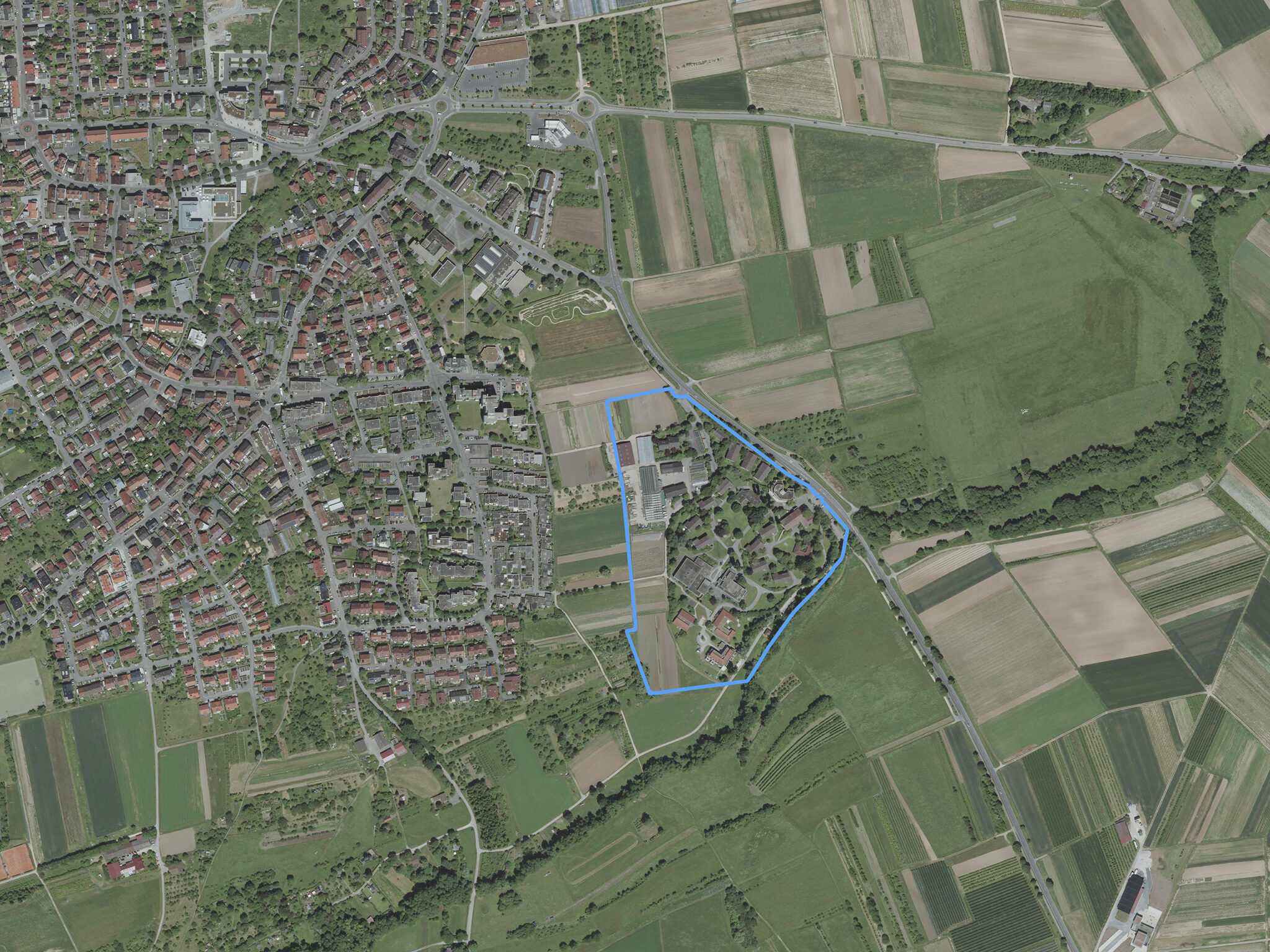 Luftbild des Projektgeländes. Bild: Geobasisdaten LGL, www.lgl-bw.de