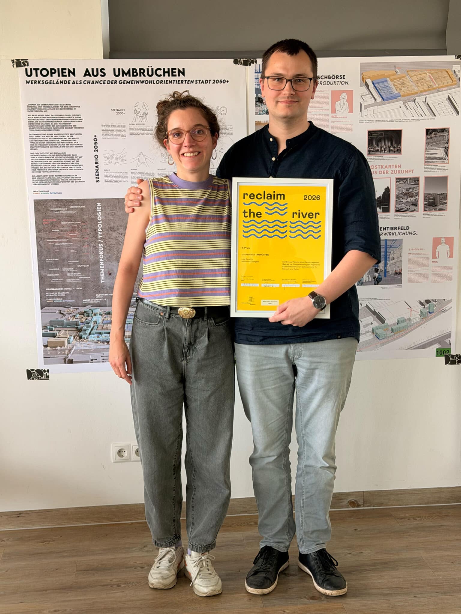 Preisträger:innen »Utopien aus Umbrüchen«: Lisa Beuchle und Maximilian Stengele Bild: IBA’27 / Tobias Schiller
