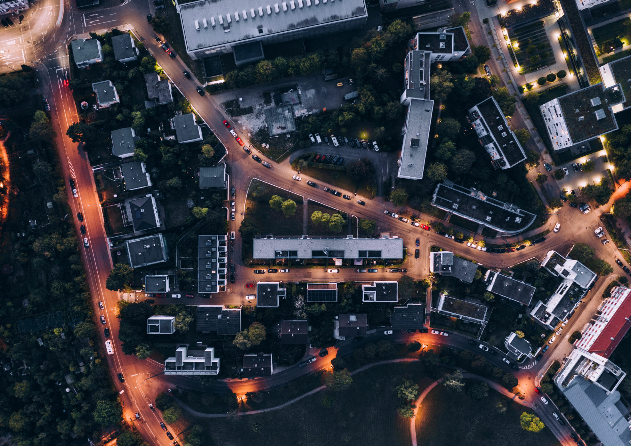 Weissenhofsiedlung bei Nacht. Luftbild
