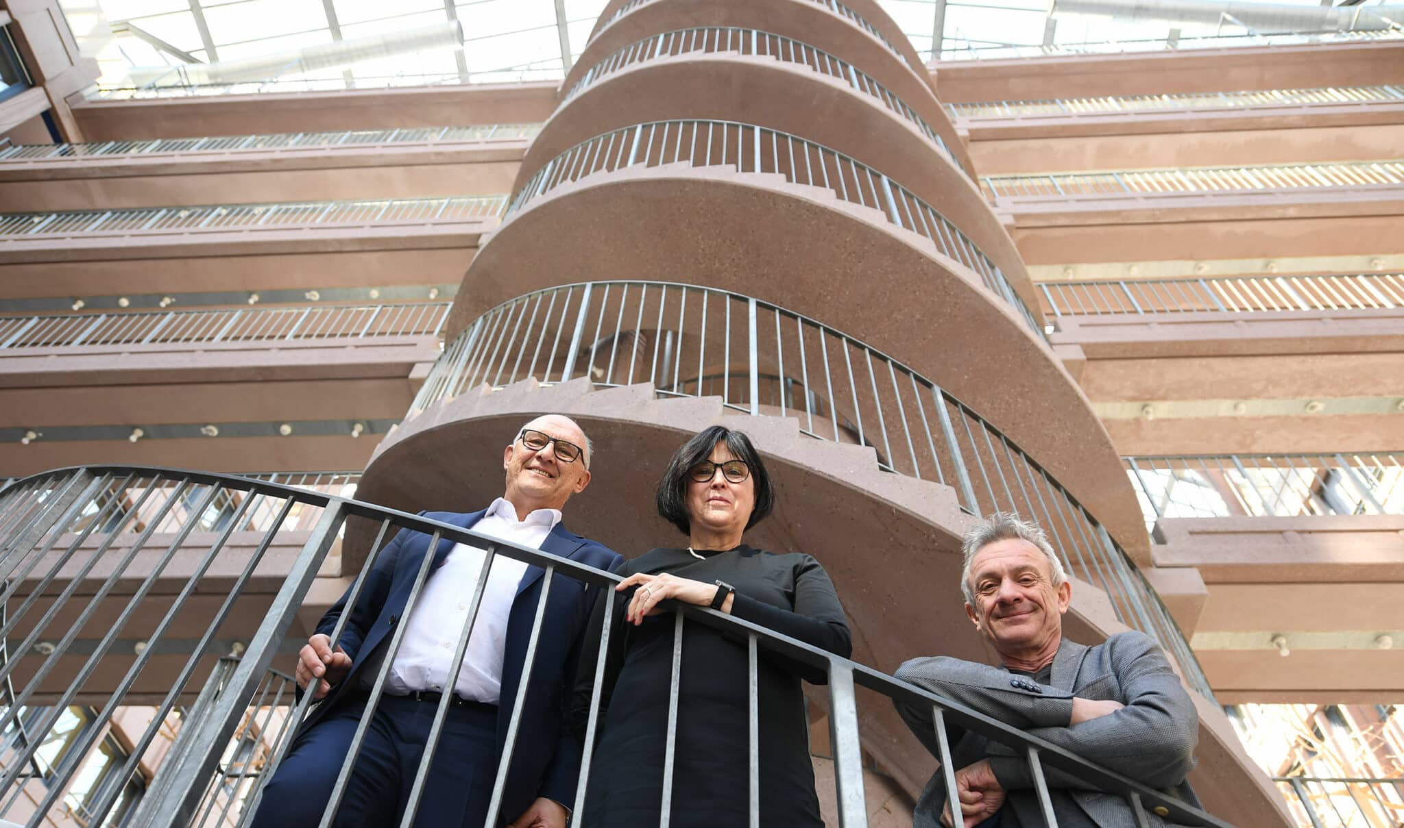 In der Firmenzentrale von Züblin in Stuttgart: Stephan Keinath, Karin Lang, Andreas Hofer (Bild: IBA’27 / F. Kraufmann)